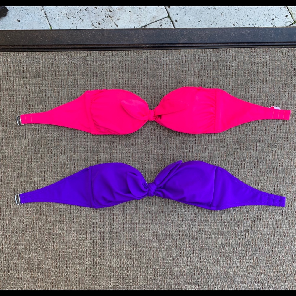 Set of 2 purple and pink bikini tops strapless
